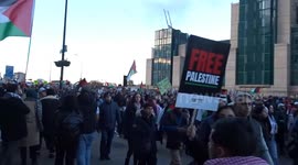 National March for Palestine - Ceasefire Now! on Vauxhall Bridge in London