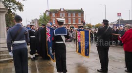 Remembrance Sunday service at Kent war memorial, UK
