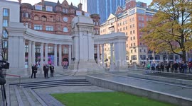 Hundreds gather at Belfast Cenotaph to mark Armistice Day in UK