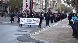 Remembrance Sunday 2023  - The Salvation Army Regent Hall band concludes Parade of veterans on Whitehall