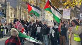Pro-Palestine activists march past Trump Tower in Chicago
