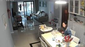 Shell shocked! Egg explodes in woman's face at breakfast table