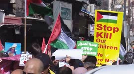Thousands rally in Amman, Jordan in support of Palestinians
