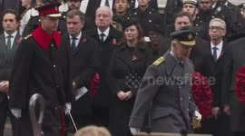 The King lays a wreath on Remembrance Sunday in London, UK