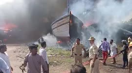 Eight fishing boats engulfed in fire in southern India, no casualties reported
