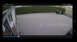 Fascia board ripped off house by Storm Debi winds flies onto neighbour's drive