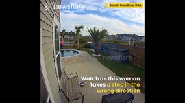 Woman falls in her own pool