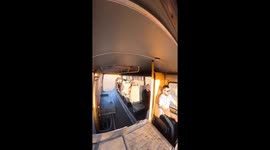 Rostov stuntman Evgeny Chebotarev jumps through bus windshield