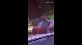 Spooked boy wants absolutely nothing but to get out of Halloween-themed car wash