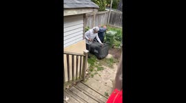 Toronto resident rescues raccoon trapped in trash can