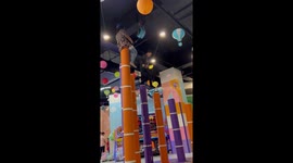 Girl falls from indoor climbing platform after safety harness fails
