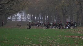 41-gun salute in Green Park for King Charles' birthday in London, UK