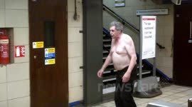 Two Drunk Old Men Fighting At a London Underground Station