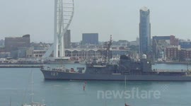 JAPANESE WARSHIPS ARRIVE IN PORTSMOUTH ENGLAND SPINNAKER TOWER JDS ISOYUKI 127