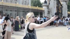 Well-wishers gather outside Buckingham Palace