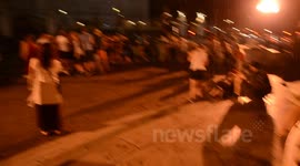 Rain Pours Down Outside Buckingham Palace