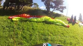 Full unedited footage of paraglider meets hanglider head on crash