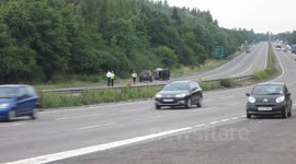 Met police car overturns on A12 at Margaretting, Essex