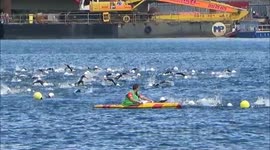 Swimmers at The virgin London Triathlon