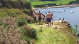 cliff jumping into Dovestones reservoir
