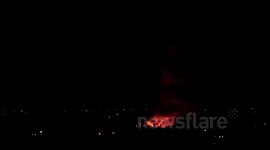 Bredbury Fire at recycling plant seen from Dukinfield