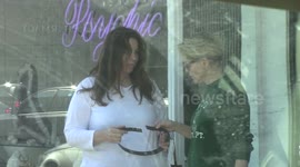 Actress Sharon Stone is spotted leaving a Psychic reading in Beverly Hills, ca and grabbing some pastries while out running errands