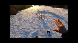 Drone taking off with 13 Roman candles firing up at it