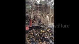 Massive lorry explosion on motorway