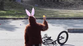 Easter Bunny rides BMX Bike & does crazy Tricks! Part 1 of 4