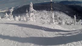 Spectacular skier and snowboarder crash