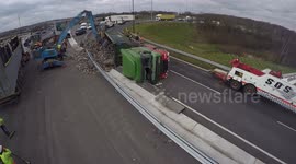 Recovery & Clean Up Of An Overturned Lorry In Doncaster