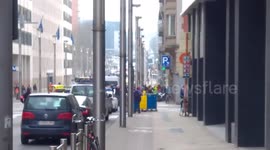 Police vehicles heading to Maalbeek metro station shortly after explosions