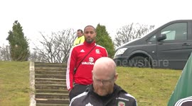 Wales Captain Ashley Williams training with the Wales Football Team today
