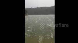 Massive hail stones smash into Chinese lake