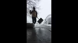 Man shovels huge amounts of snow following Colorado blizzard
