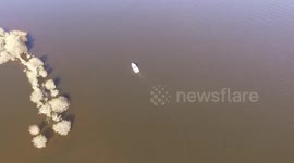 Stunning drone flight over Lough Beg in Northern Ireland