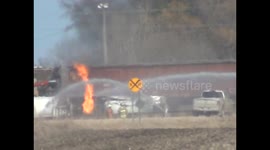 Train Derailment Outside Callaway, Mn March 24 2016 (Better Footage)