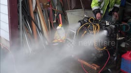 Chevrolet CHEVY 350 ENGINE Boat Motor BENCH TEST, in a neighborhood garage!