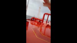 Footage of a storm hitting a ship off the coast of South Africa