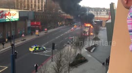 Double decker bus on fire in London last week