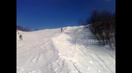Skiing fail after man crash lands after underwhelming ski jump attempt
