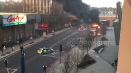 Double decker bus on fire in London last week