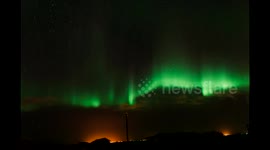 Dramatic Northern Lights performance in Reykjavik, Iceland