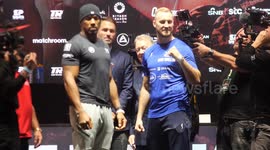 ANTHONY JOSHUA INTENSE FACE OFF AGAINST WALLIN TYSON FURY'S opponent