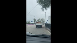 Leaves Fall From the Back of Truck
