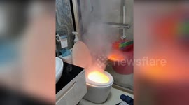 Toilet catches fire when man drops cigarette into the water