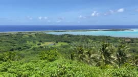 Beautiful scenery of Aitutaki, Cook Islands. Amazing view on blue lagoon.