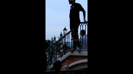 Person Jumps Into Water at Epcot