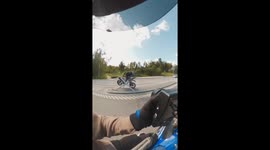 Wheelie gone wrong sees rider smack headfirst into roadsign
