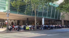 'Protest the ABC: Stop Backing Genocide in Gaza!' rally outside the ABC offices at 700 Harris Street, Ultimo in Sydney, Australia
